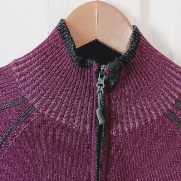 Athleta Women's Berry Purple Giant Slalom Zip Front Wool Blend Sweater Size S - Picture 3 of 16